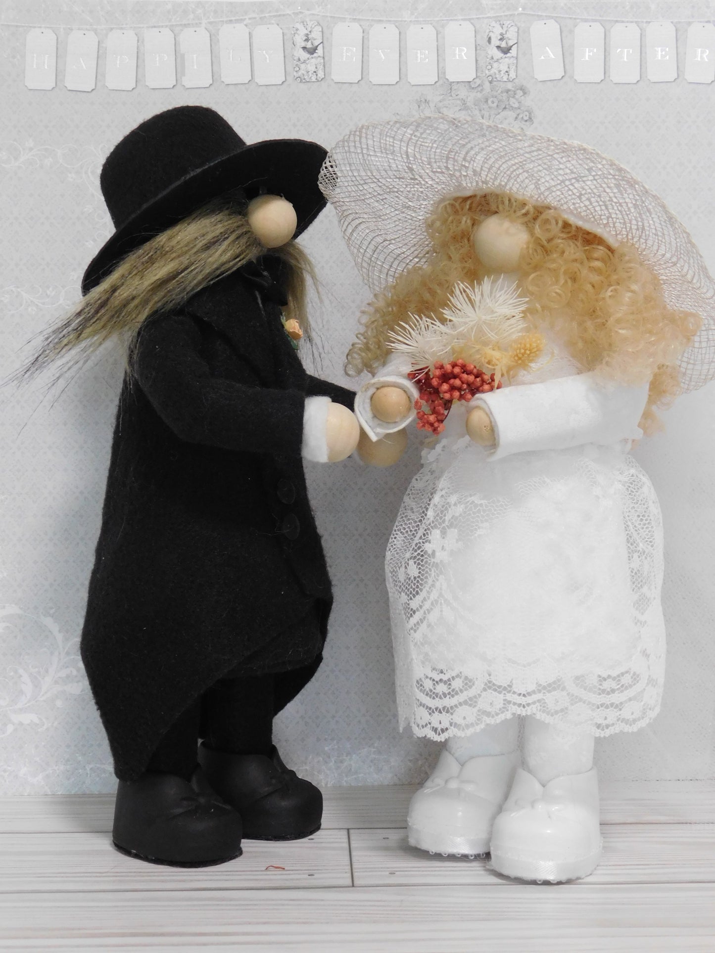 Bride and Groom standing gnome, country gnome, wedding gnome, standing gnome, gnomes