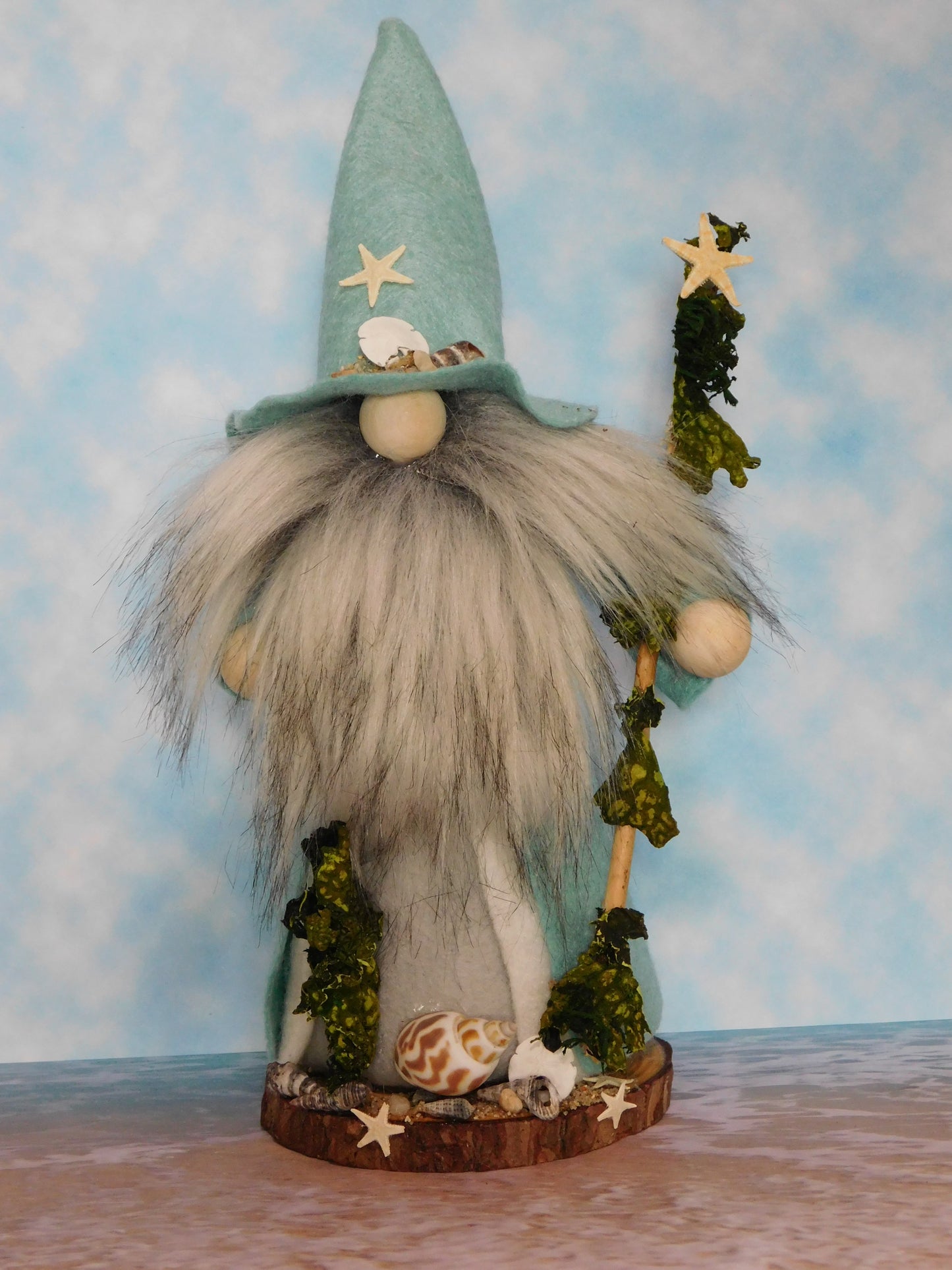 Woodland Wizard Gnome, Wizard Gnome, Turquoise Wizard, Beach Wizard, Beach Gnome, Gnome