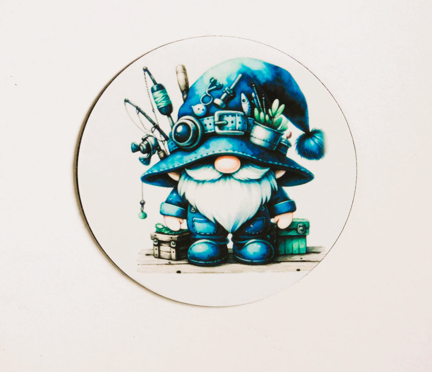 Magnet, Blue Fishing Gnome, Gnome Magnet,  Fishing Gnome Magnet