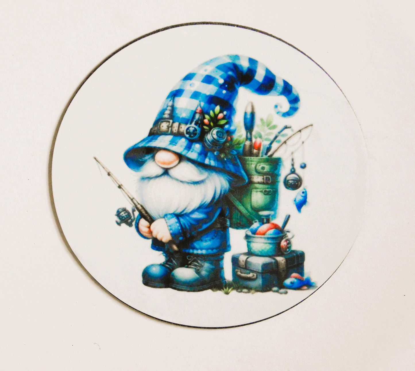 Magnet, Blue Fishing Gnome, Gnome Magnet,  Fishing Gnome Magnet