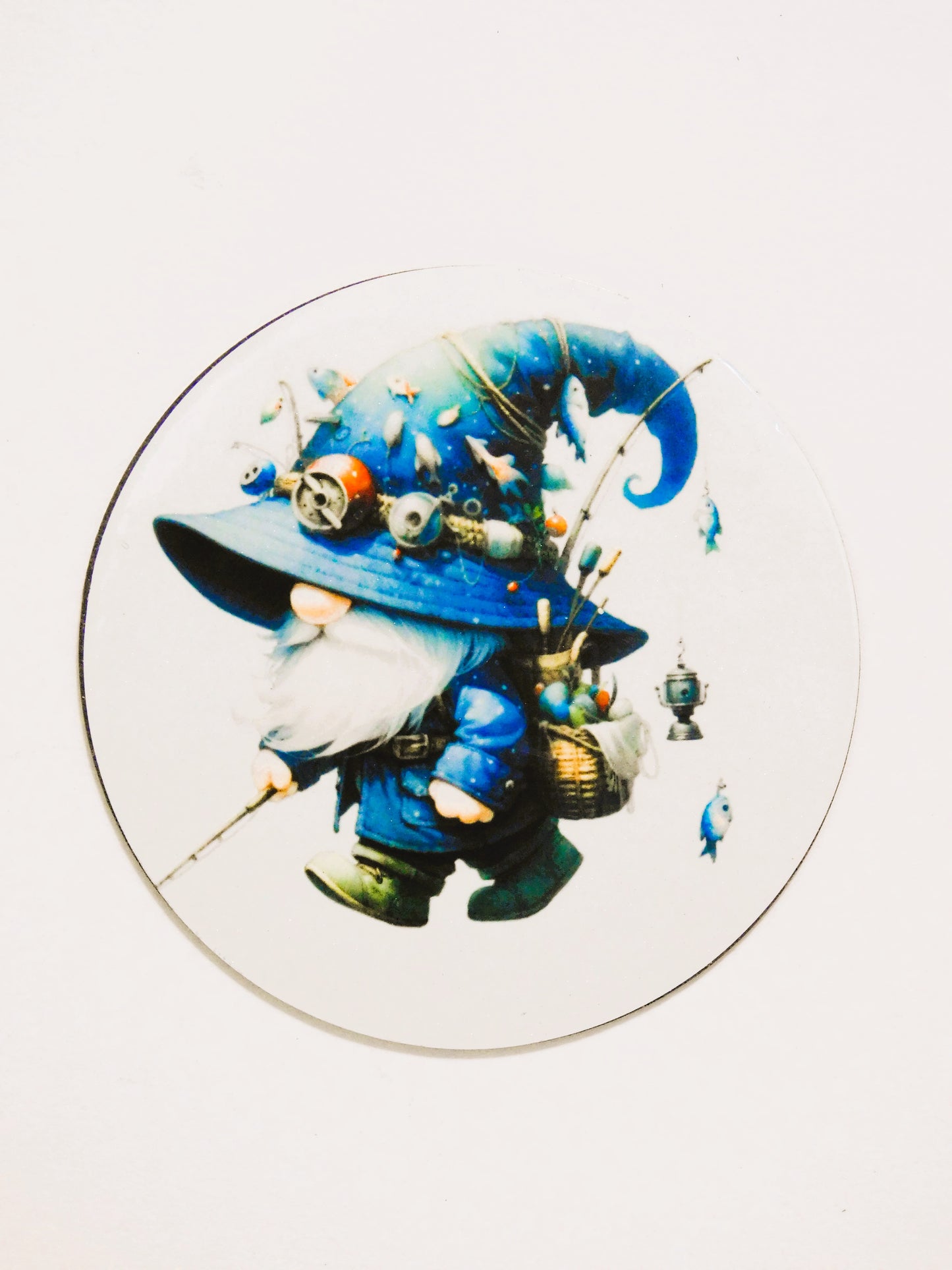 Magnet, Blue Fishing Gnome, Gnome Magnet,  Fishing Gnome Magnet